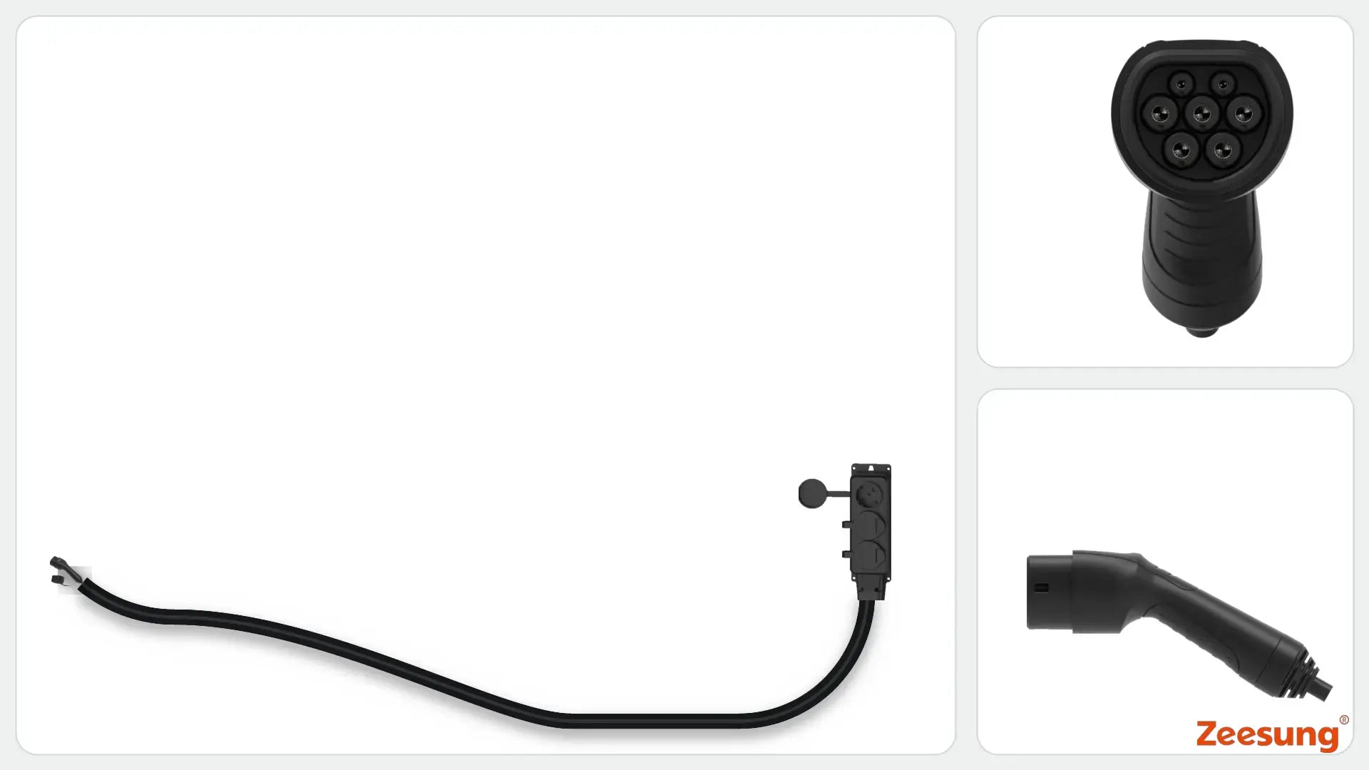 Type 2 V2L discharge cable connecting to a three-outlet Type F module