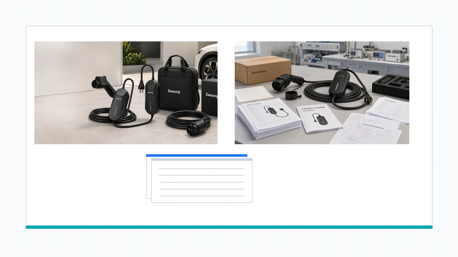 EV charger compatibility checklist with connector outlet and cable reach references